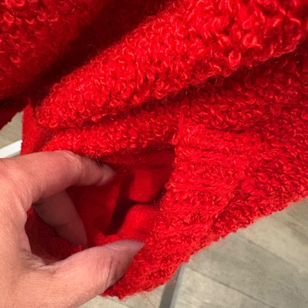 Vintage Le Chois Los Angeles Red Open Front Knit Cardigan Sweater Womens Size L - Picture 7 of 12